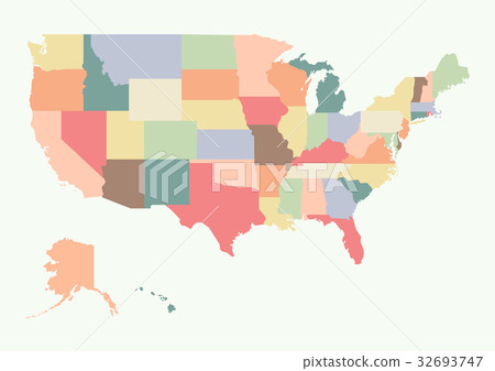 Vintage colorful USA map 32693747