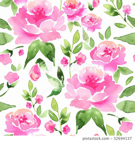 Floral seamless patter with pink flowers 32694137