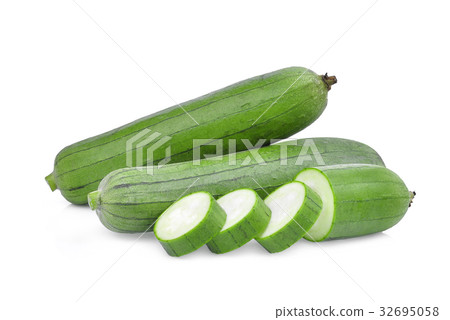 fresh green sponge gourd or luffa with slice fresh green sponge gourd or luffa with slice 32695058