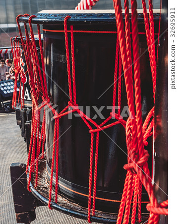 Taiko drums o-kedo on scene background.  32695911