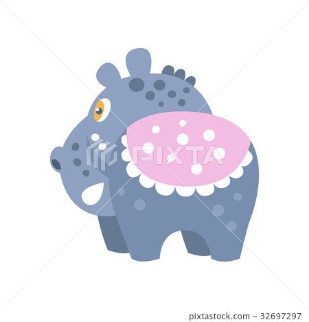 Cute cartoon Hippo character, back view vector Cute cartoon Hippo character, back view vector 32697297