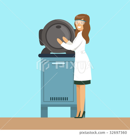 Female scientist conducting research in a 32697360