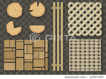 Set of different wooden elements Set of different wooden elements 32697440