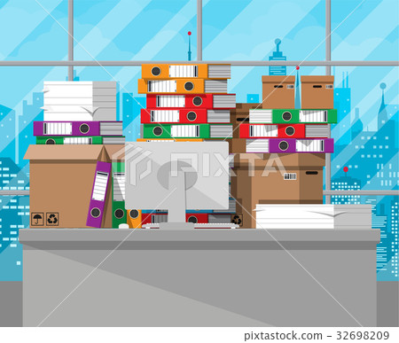 Pile of paper documents and file folders. 32698209