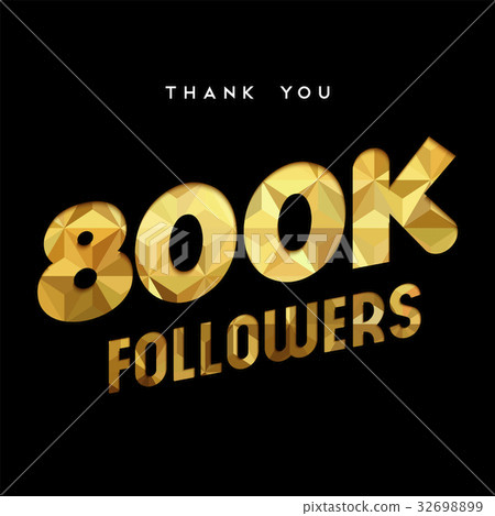 800k gold internet follower number thank you card 32698899