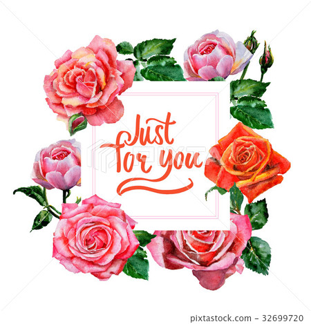 Wildflower rose flower frame in a watercolor style Wildflower rose flower frame in a watercolor style 32699720