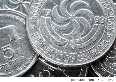 Close up picture of Georgian lari. 32700469