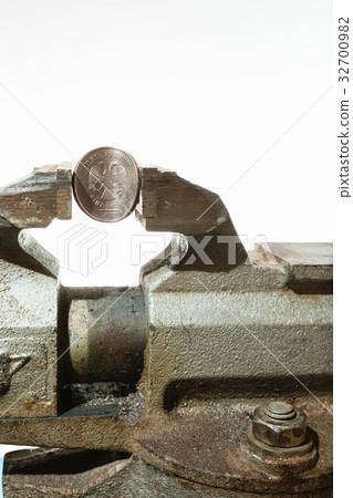 The Russian coin in vise 32700982