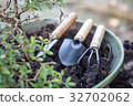 garden tools on the bonsai pots 32702062