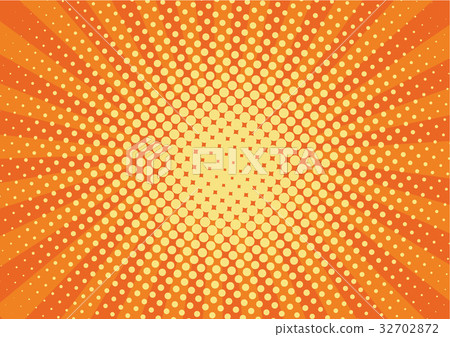 Orange, yelow rays and dots pop art background 32702872