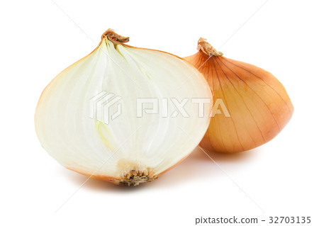 fresh bulbs of onion on a white 32703135