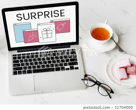 Illustration of anniversary celebration surprise interface 32704009