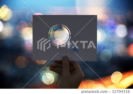 Searching discovery perforated paper magnifying glass Searching discovery perforated paper magnifying glass 32704316
