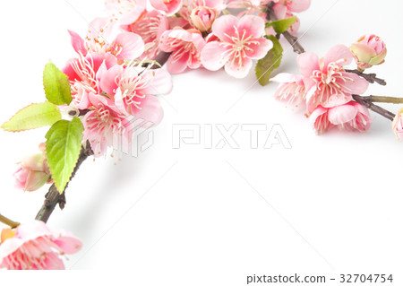 Fake sakura blossom on white Fake sakura blossom on white 32704754