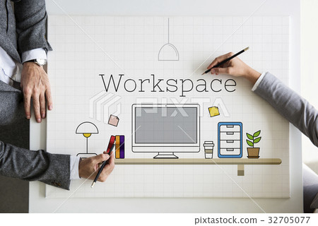 Office Workspace Interior Modern Design Graphic Office Workspace Interior Modern Design Graphic 32705077