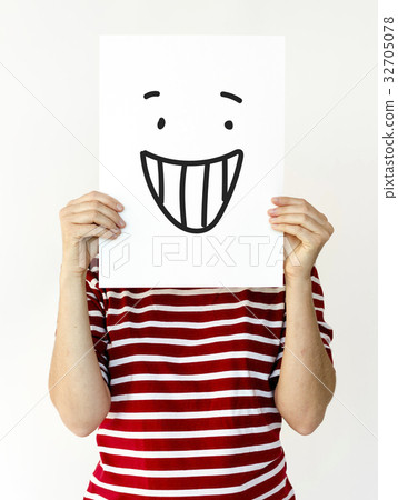 Illustration of smiley face on banner Illustration of smiley face on banner 32705078