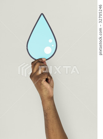 Human Hand Holding Water Droplet 32705246