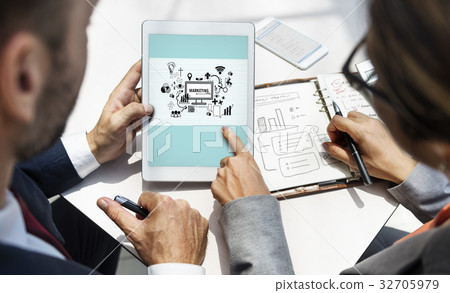 Marketing Computer Sign Symbol Concept Marketing Computer Sign Symbol Concept 32705979