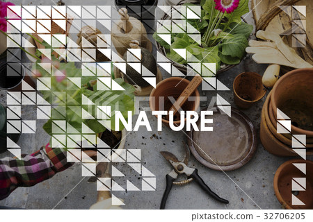 Nature word on plants background Nature word on plants background 32706205