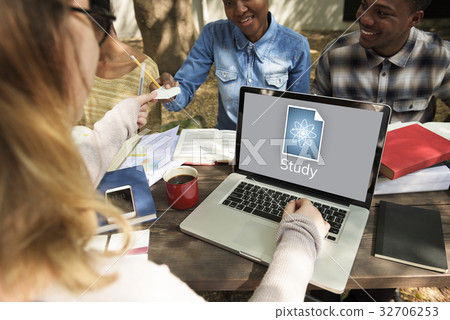 Woman working on laptop network graphic overlay Woman working on laptop network graphic overlay 32706253