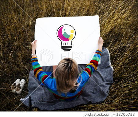 Young kid working on billboard network graphic overlay 32706738