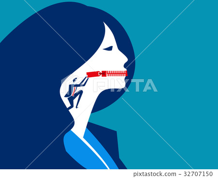 Business people zippered mouth. 32707150