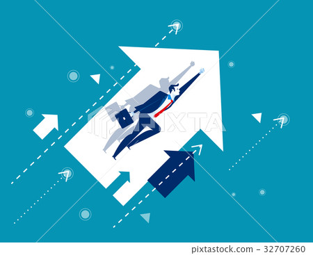 Growth. Businessman flying and arrows. Growth. Businessman flying and arrows. 32707260