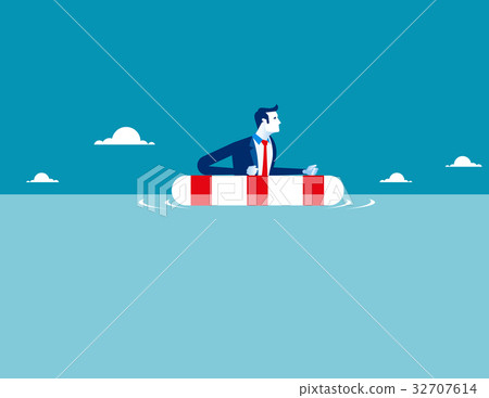 Financial risk. Businessman Tied with rope. 32707614