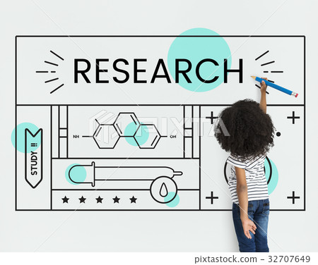 Little kid with illustration of science chemistry experiment study Little kid with illustration of science chemistry experiment study 32707649