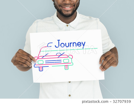Man holding banner of automotive car rental transportation advetisement Man holding banner of automotive car rental transportation advetisement 32707939
