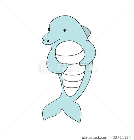 Cute cartoon Dolphin character, vector isolated Cute cartoon Dolphin character, vector isolated 32711124