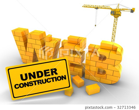 3d illustration of web word with crane 3d illustration of web word with crane 32713346