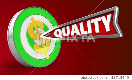 3d illustration of green target with quality arrow 3d illustration of green target with quality arrow 32713449