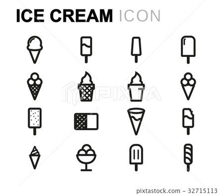 Vector line ice cream icons set - Stock Illustration [32715113] - PIXTA