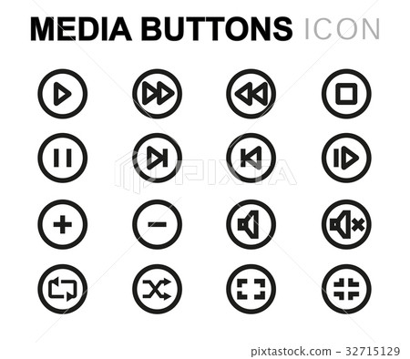 Vector line media buttons icons set Vector line media buttons icons set 32715129