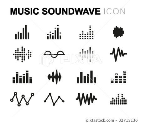 Vector line music soundwave icons set Vector line music soundwave icons set 32715130