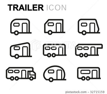 Vector line trailer icons set - Stock Illustration [32715159] - PIXTA