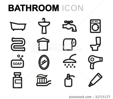 Vector line bathroom icons set - Stock Illustration [32715177] - PIXTA