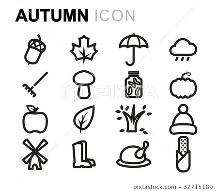Vector line autumn icons set - Stock Illustration [32715189] - PIXTA