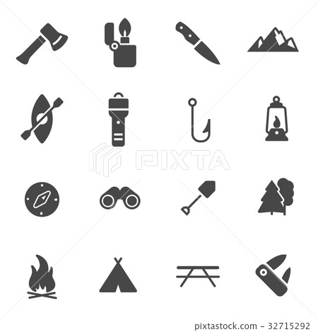 Vector black camping icons set - Stock Illustration [32715292] - PIXTA