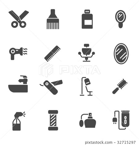 Vector black barber icons set Vector black barber icons set 32715297