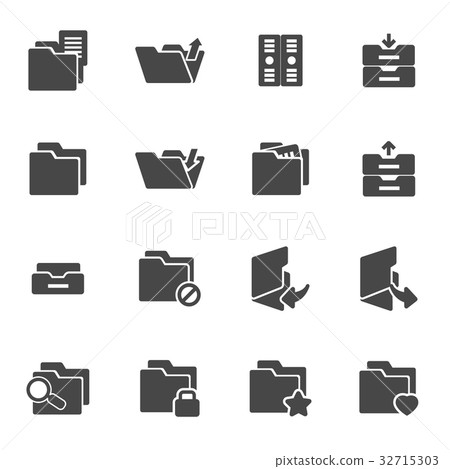 Vector black folder icons set Vector black folder icons set 32715303
