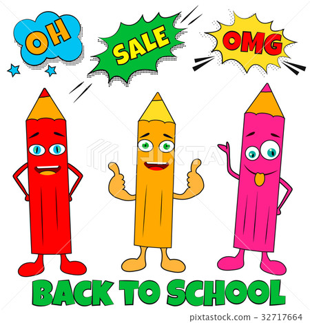 Back to school vertical background with pop art 32717664