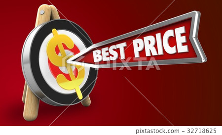 3d illustration of target with best price arrow  32718625