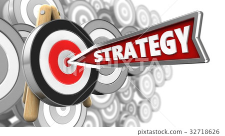3d illustration of strategy arrow with target 3d illustration of strategy arrow with target 32718626
