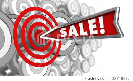 3d illustration of sale arrow with circles target 32718632
