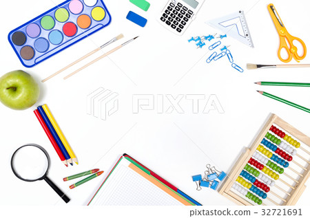 School supplies on white background School supplies on white background 32721691