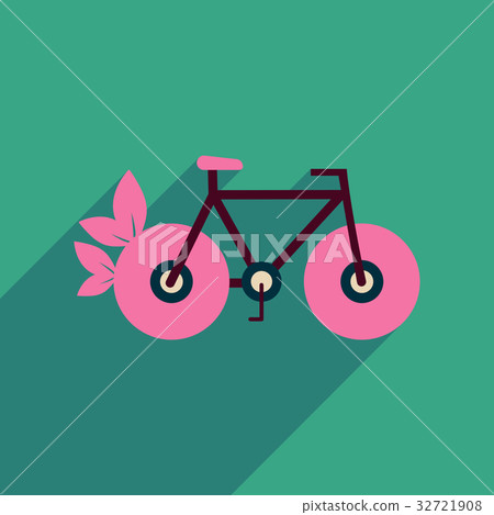 Flat web icon with long shadow bicycle Flat web icon with long shadow bicycle 32721908