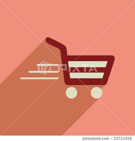 Flat web icon with long shadow cart Flat web icon with long shadow cart 32722426