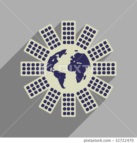 Flat web icon with long shadow Earth house 32722470